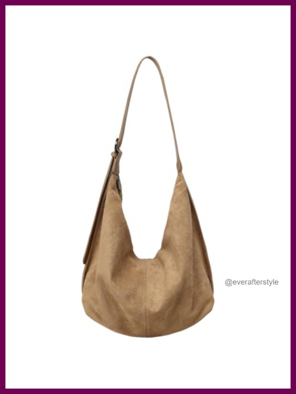 Slouchy Faux Suede Hobo Bag Adjustable Strap Crossbody Shoulder Purse
